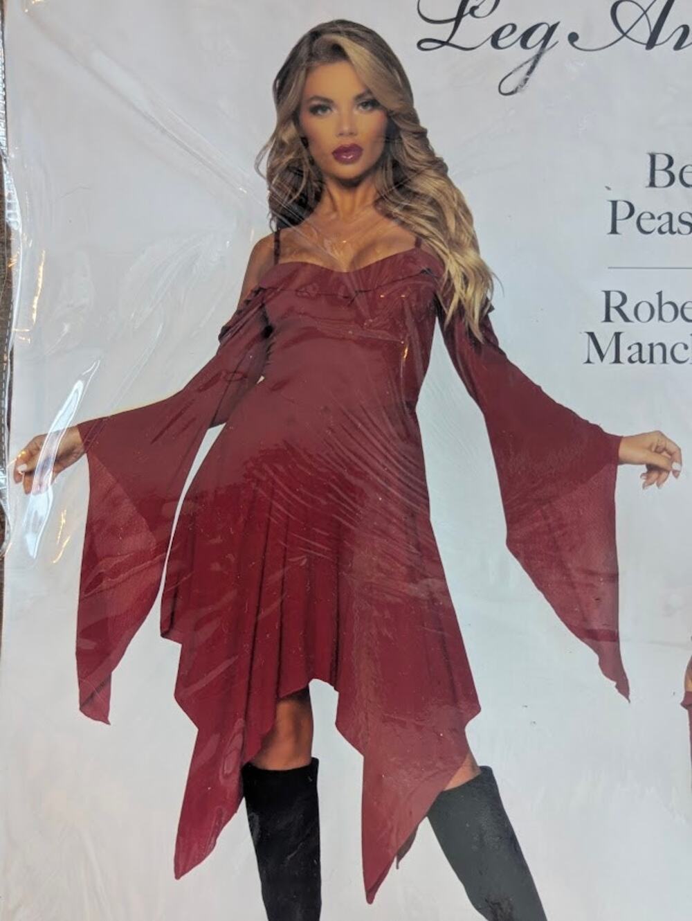NEW Womens Red Peasant Dress Costume Lg Bell Sleeved Halloween Sexy